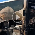 Ônibus pega fogo na BR-163 em Jaraguari e assusta passageiros